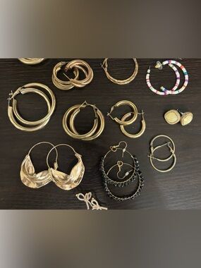 Mixed Gold-Tone Hoop Earring Set with Accent Pieces - Women Jewelry